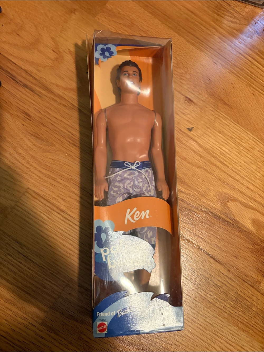 Mattel Ken Doll in Blue Patterned Swim Trunks